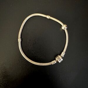 Pandora Barrel Clasp Snake Chain Bracelet with extra bead